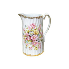 Französischer Vintage-Porzellankrug mit Blumenmuster, 1 Stück.