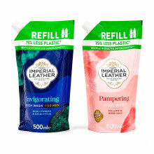 Imperial Leather Body Wash Refill 500ml Invigorating & Pampering 2 Pack