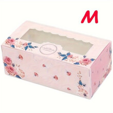 Boîtes cadeaux à motif floral rose avec fenêtre, 12 pièces.
