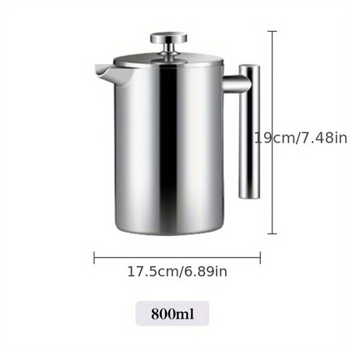 Stainless steel coffee maker with press