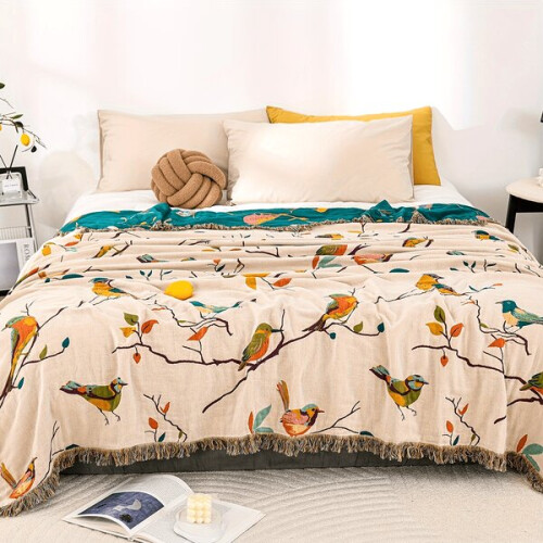 Coperta di cotone con uccelli