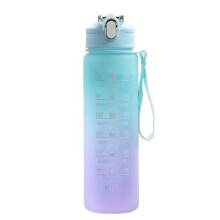 Motivational water bottle with straw