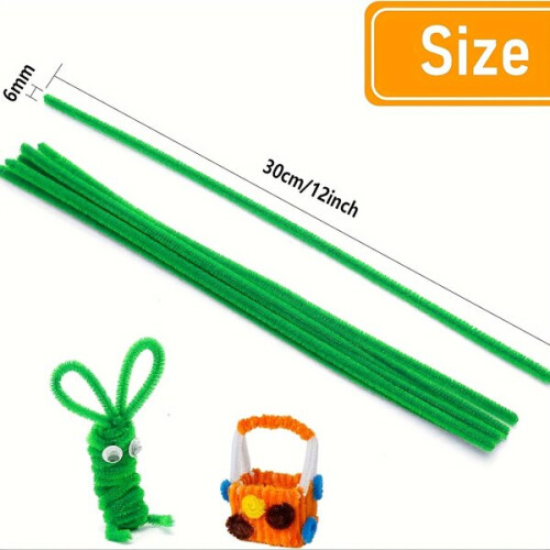 Set groene chenille draaistokjes