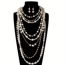 Meerlaagse ketting met imitatieparels