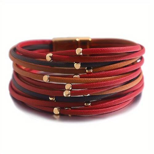 Kunstlederarmband mit Perlen