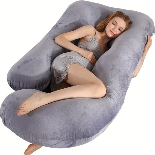 Coussin de grossesse en velours en forme de C