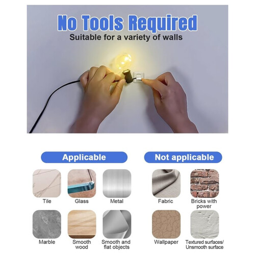 Outdoor String Light Hooks, 25 Pack Clear Clips with Waterproof Adhesive Strips,Heavy Duty Cable Holders for Outside 1