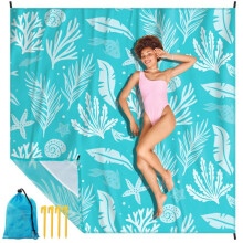 Beach Blanket, Sand-Free, 210 x 200 cm, Picnic Blanket, Waterproof, Comfortable 210D Nylon, Foldable Beach Mat, Beach Towel for 1-4 People,
