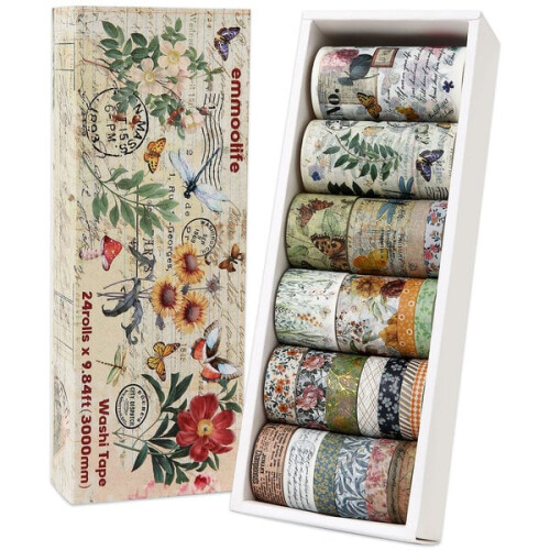 Gold Washi Stickers with Plant Patterns