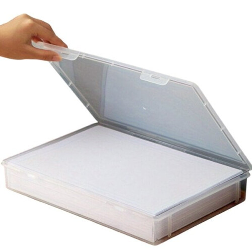 Clear plastic storage box with lid