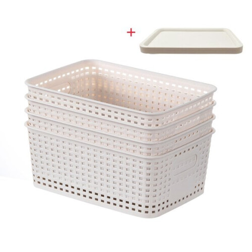 Plastic wicker boxes with lids