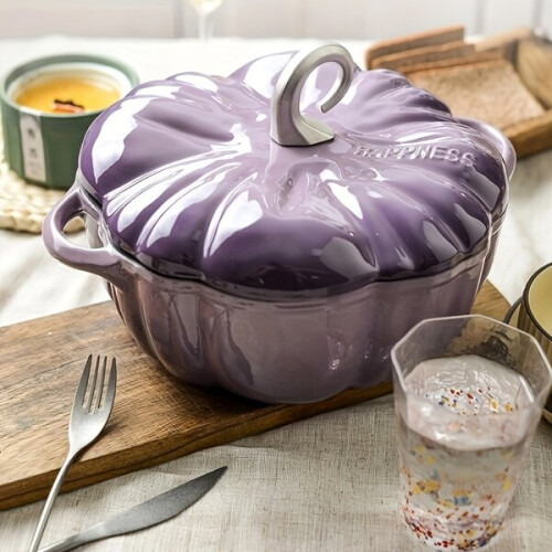 Multifunctional pumpkin-shaped cast iron soup pot. 1