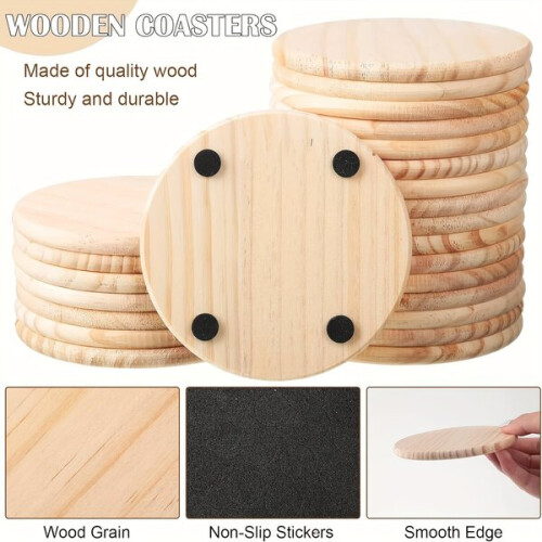 Wooden coasters for crafts 72pcs 2
