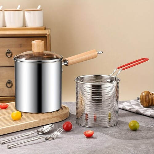 Stainless steel fryer with strainer 1