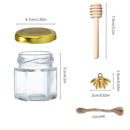 Hexagonal mini glass honey jars 2