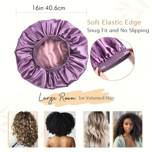 Satin sleep cap with wide band 2