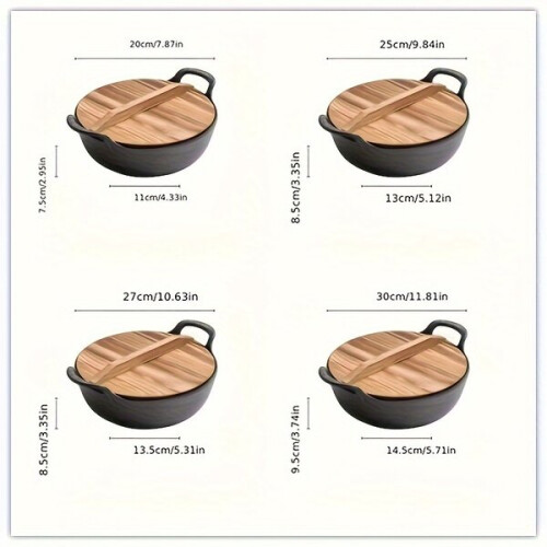 Wok in ghisa con coperchio in legno 2
