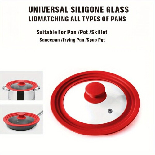 Universal red silicone glass lid for pots and pans 1