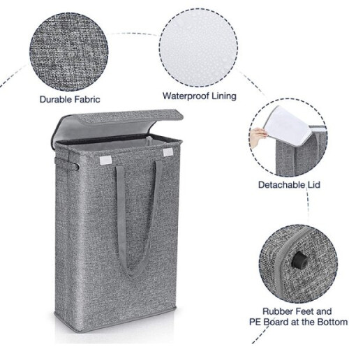 Panier à linge avec couvercle, pliable 1
