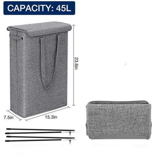 Panier à linge avec couvercle, pliable 2