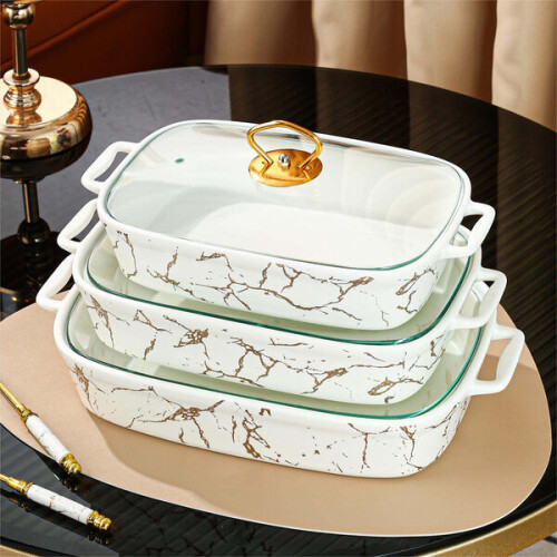 Elegant ceramic serving set with lids. 2
