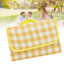 Yellow Gingham Picnic Blanket 200x200cm Waterproof and Damp Proof Foldable Mat