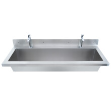 Lavabo a Canale 120 cm (1200 mm) Acciaio Inox a Parete con Rubinetti Push