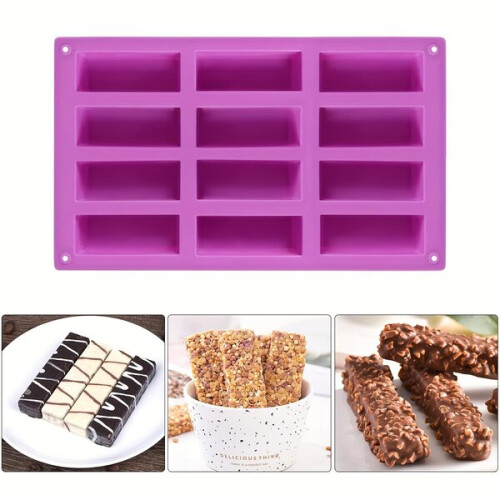 1/2/3 pcs Large 12-cavity rectangular granola bar silicone mold 2