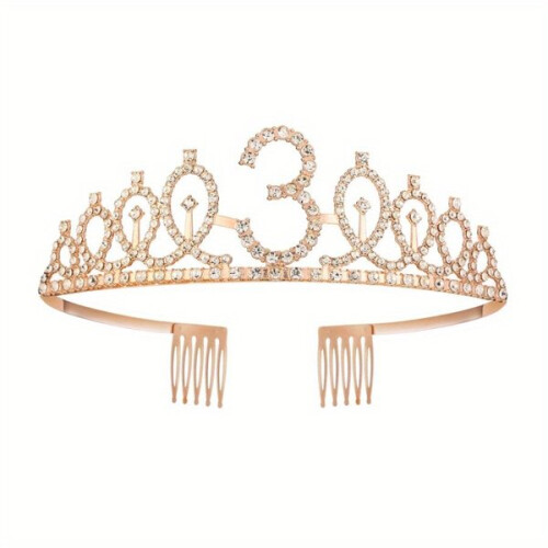 2pcs/Set, Rose Gold Birthday Sash and Crown 2