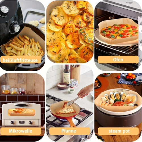120 plaques de cuisson en papier pour friteuse à air 1