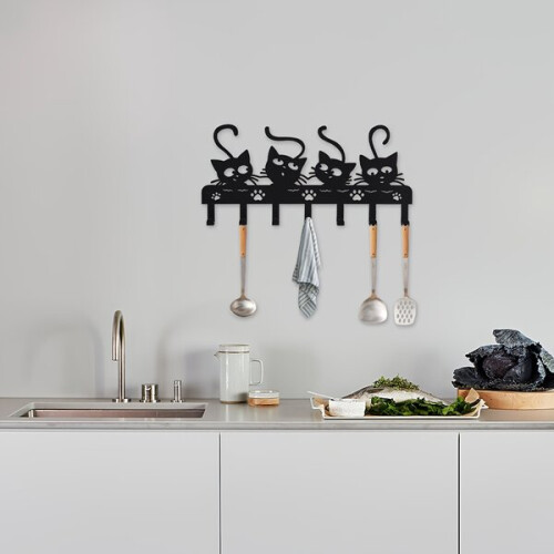 Black Cat Decorative Wall Hooks for Keys and Hats 2