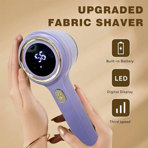 Rechargeable fabric shaver with LED display. 1
