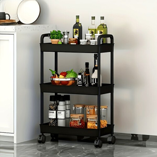 Plastic three-tier trolley 1
