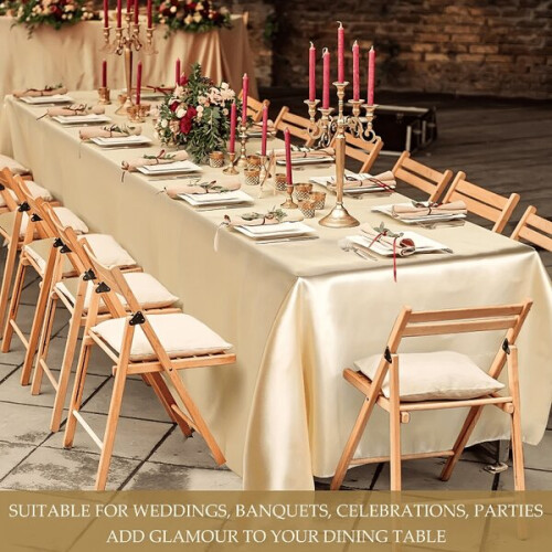Champagne Rectangular Polyester Tablecloth - Elegant Satin Weave 1