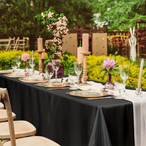 Champagne Rectangular Polyester Tablecloth - Elegant Satin Weave 2