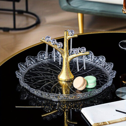 Elegant three-tier plastic serving tray 1