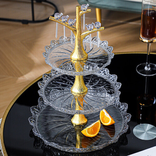 Elegant three-tier plastic serving tray 2
