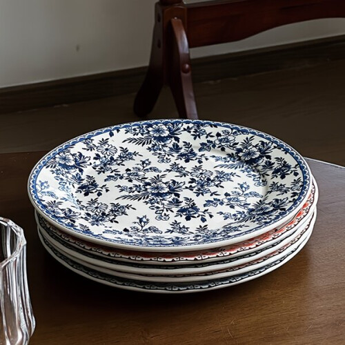 Ceramic retro plate with flowers 2