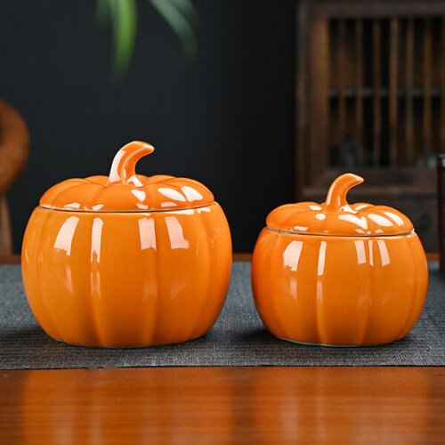Charming Pumpkin Shaped Ceramic Tea and Candy Box 2