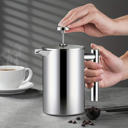 Stainless steel coffee maker with press 2