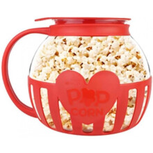 Microwave Popcorn Maker, Borosilicate Glass Popcorn Popper Bowl, Dishwasher Safe, for Gatherings Parties Picnics, Red