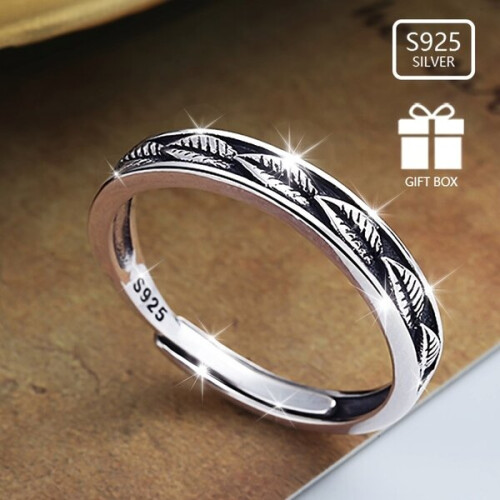 Silver retro leaf ring 1