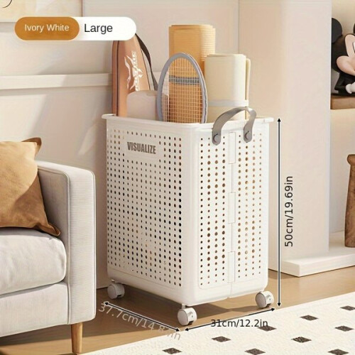 Panier à linge en plastique à roulettes 1