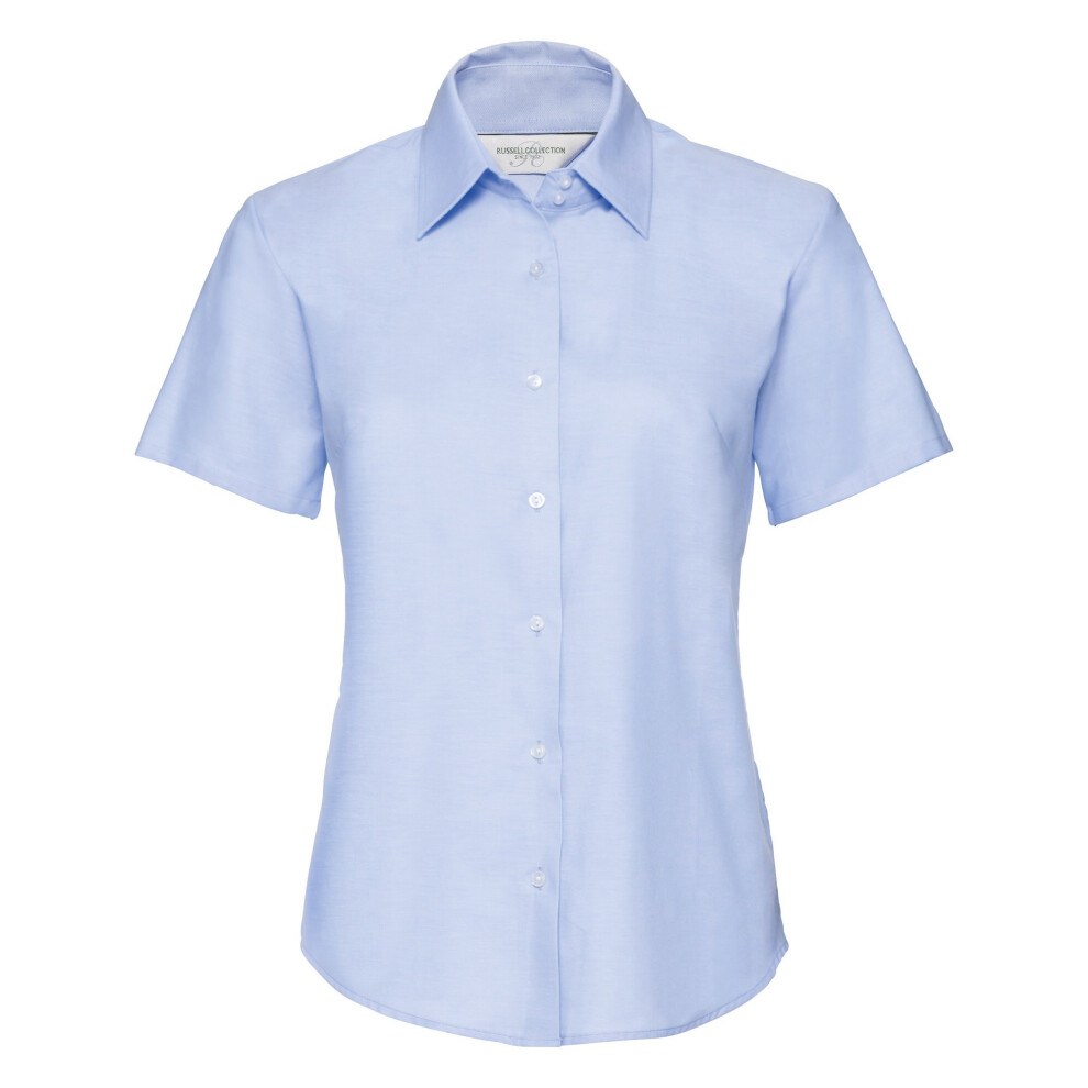Russell (5Xl, Oxford ) Collection Ladies/Womens Short Sleeve Easy Care Oxford Shirt Blue