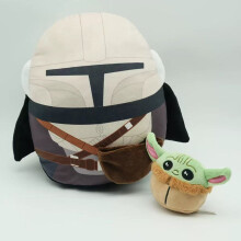 30CM Star Wars Din Djarin Mandalorian Helmet Mask Ancient Grogu Plush Toy