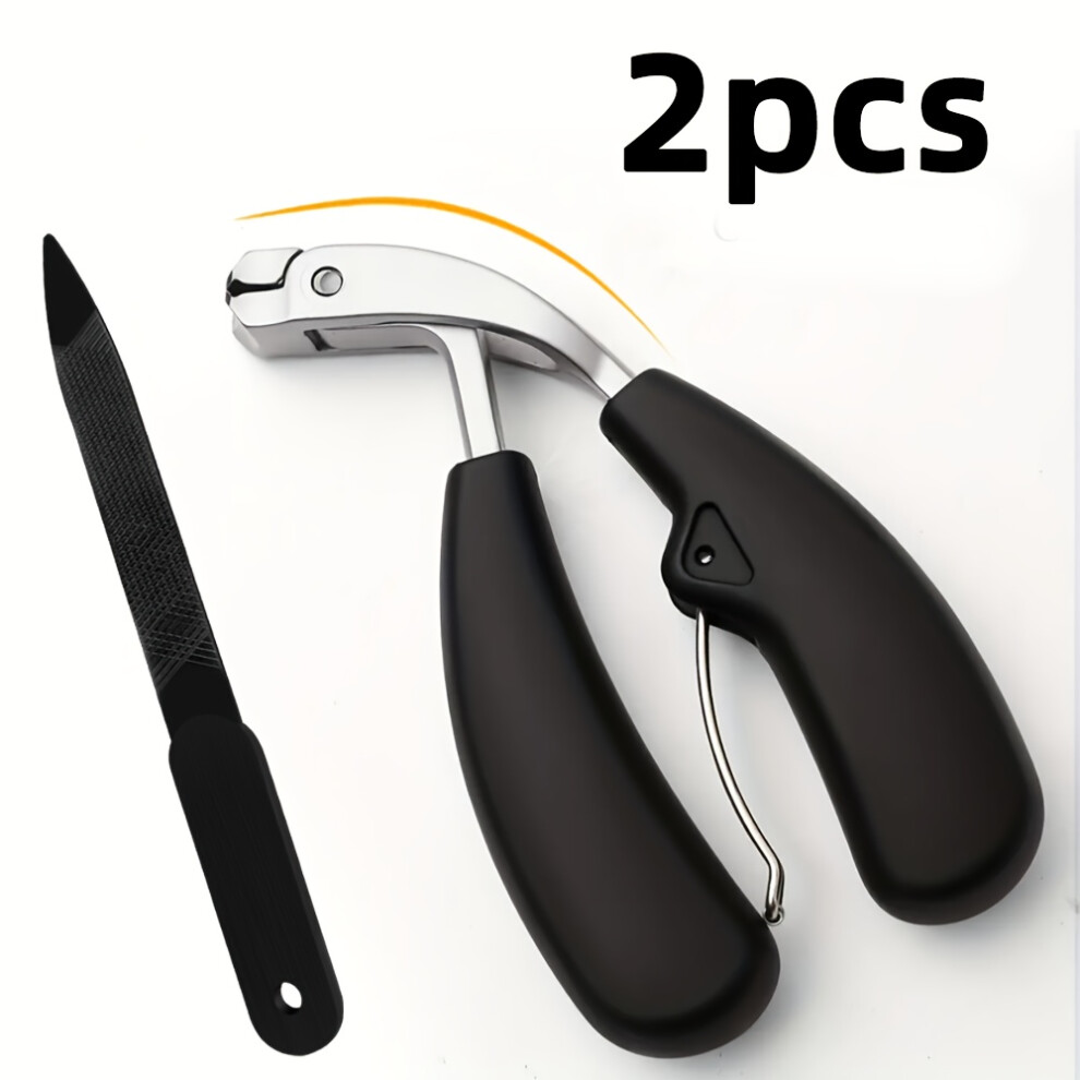 Stoyotu 2Pcs Professional Stainless Steel Anti-Splash Nail Clippers And Nail File, Modern Style, Blade, Polisher, Wide Opening