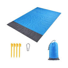 Beach Mat, Sandproof Beach Mat, 210 200cm Portable Waterproof Foldable with 4 Stakes for Beach, Camping, Picnic
