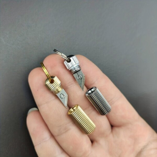 Brass capsule knife keychain 1
