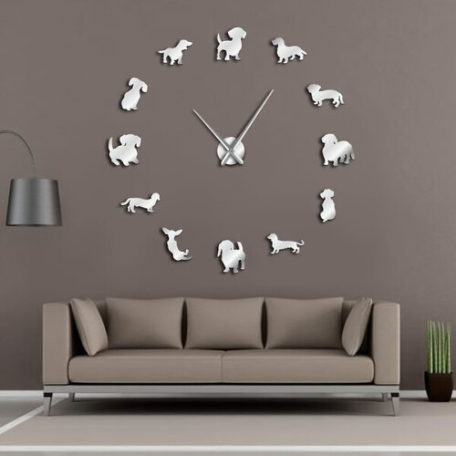 Acryl wandklok met teckelmotief 1