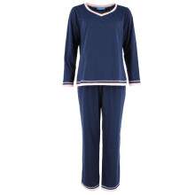 CTM Women's Cotton Blend Long Sleeve V-Neck Pyjama Set